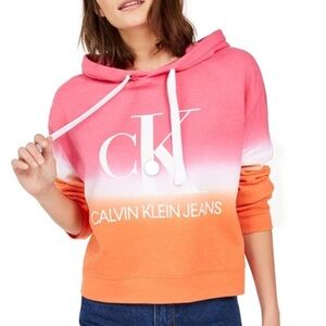 Calvin Klein Jeans Women Gradient Pink and Orange Hoodie
